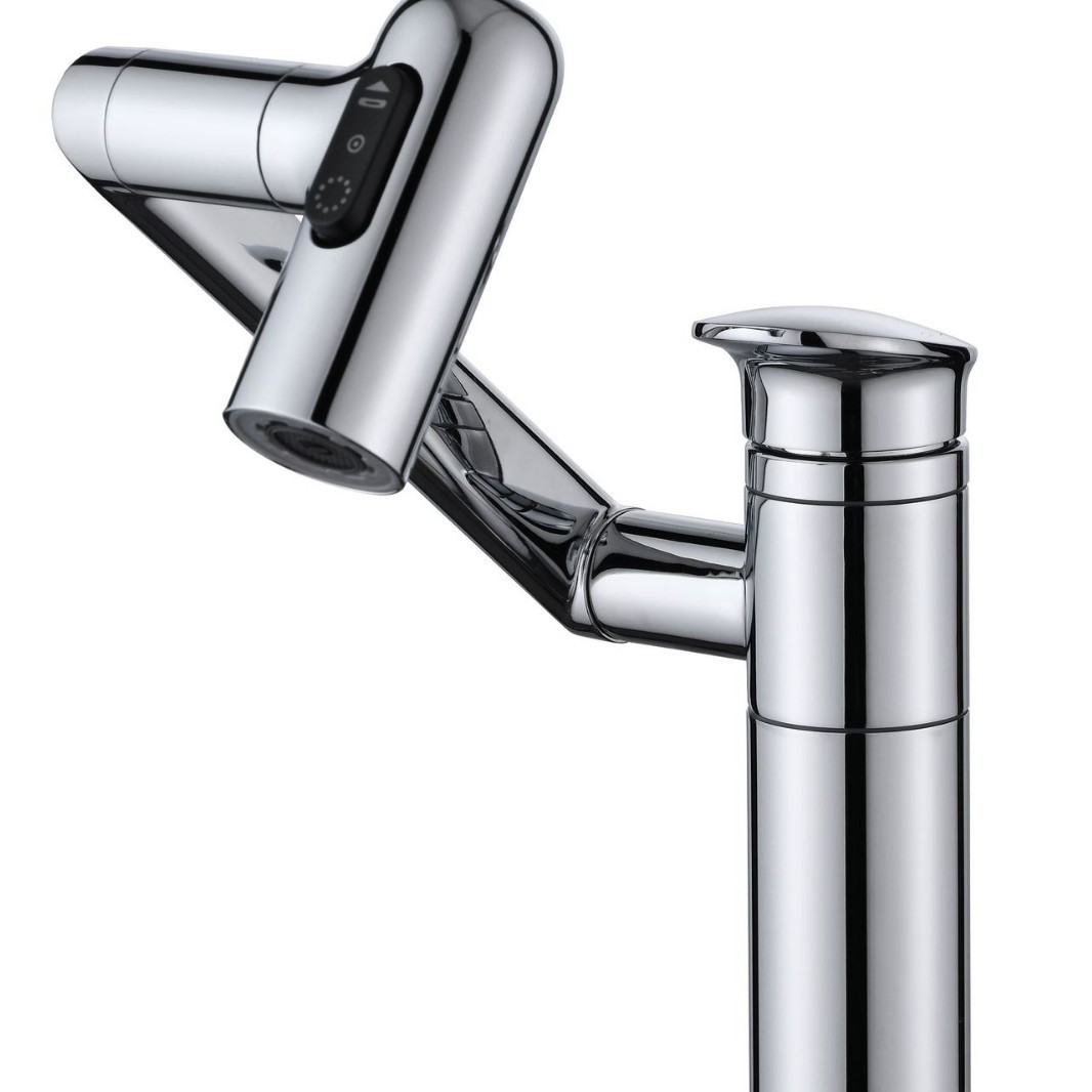 Uno por uno pistola de baño de latón gris mueble de baño pantalla digital gato de la suerte de agua de lavado de baño lavabo champú universal