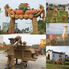 假人丰收农场动物造型摆件田园景区草屋谷仓拍摄道具稻草人工艺品
