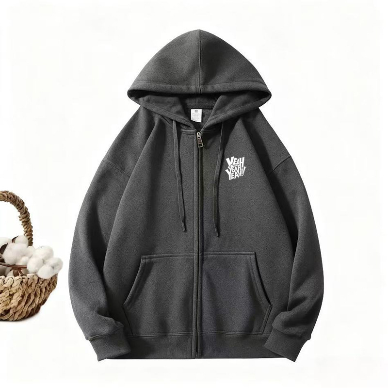Special Offer Men's New Hooded Zipper Sweatshirt Fleece-Lined Thickeneded Heavyweight American Long-Sleeved Jacket Youth Warm Cardigan