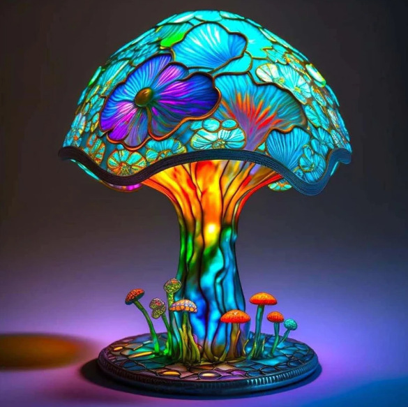 Cross-border Colorful Mushroom Table Lamp Decoration Design Home Resin Craft Mushroom Lamp Home Courtyard Design Ornaments