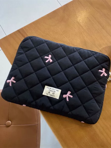 Cross-border South Korea tablet computer liner bag New embroidered bow 11/13/15-inch laptop storage bag for women