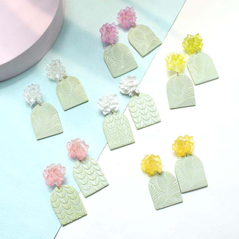 Fashion Flower soft clay Stoving Varnish Womenu0027S Drop Earrings 1 Pair