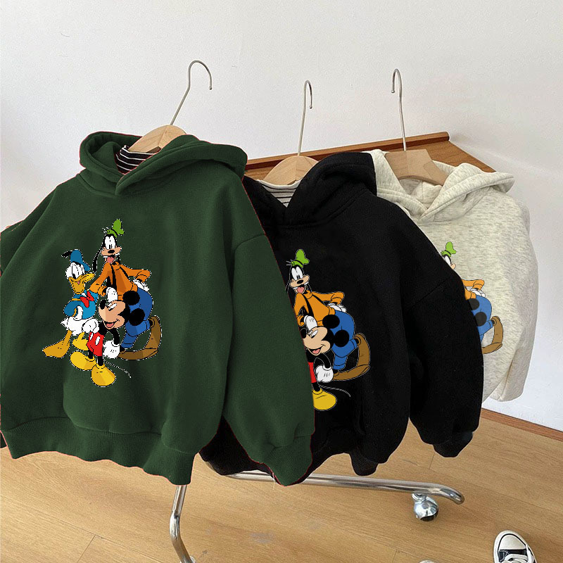 Fleece-Lined Children's Hooded Sweatshirt, Autumn and Winter 2026 Trendy Brand, Versatile and Cute, Thickened and Warm Top for Boys and Girls