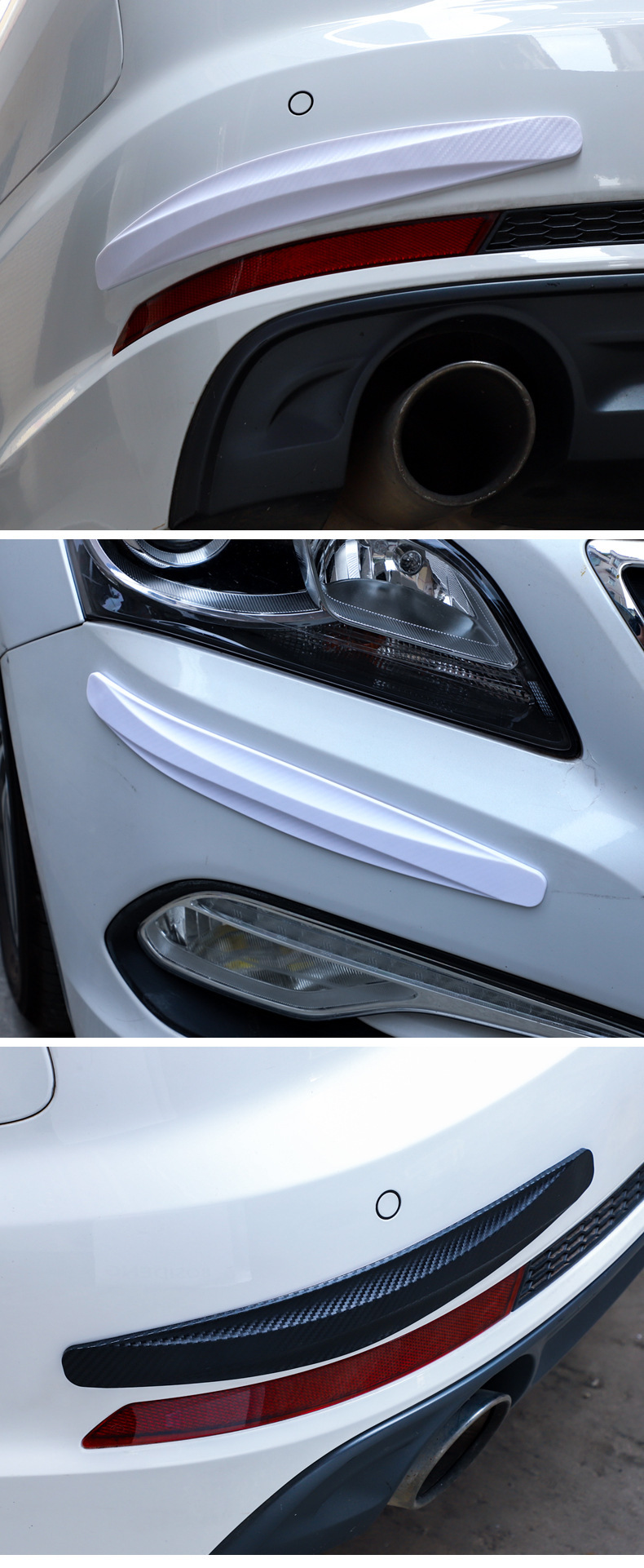 Car Front and Rear Bumper Anti-Collision Strips Carbon Fiber Pattern Protective Strips Anti-Scratch Strips Body Scratch Decorative Protection Stickers