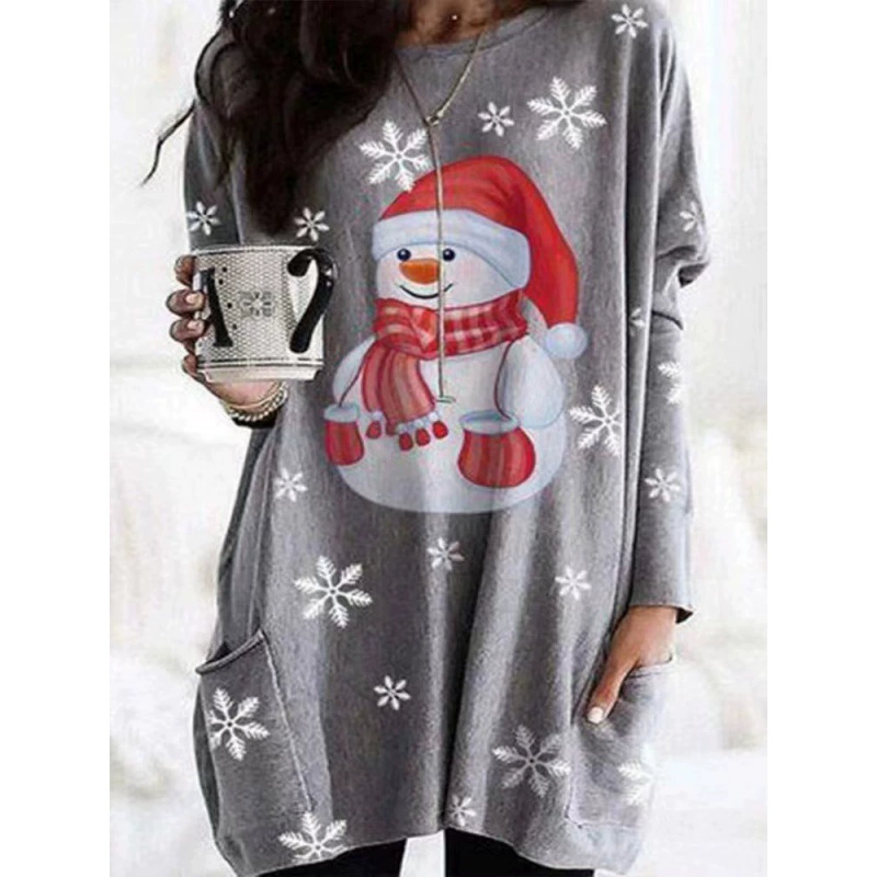 Европа и США пересекают границу новые рождественские элементы 3D напечатанный свитер до колен юбка женская городская Досуг Свободная юбка с карманами