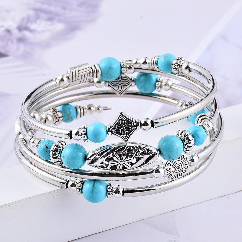 Alloy Chain Material Travel Occasion Ethnic Style Geometric Alloy Inlay Natural Stone Women's Bangle