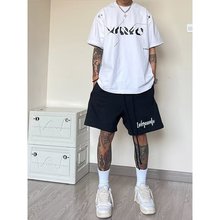 ins潮牌休闲短裤男款夏季美式简约宽松情侣篮球抽绳运动五分裤子