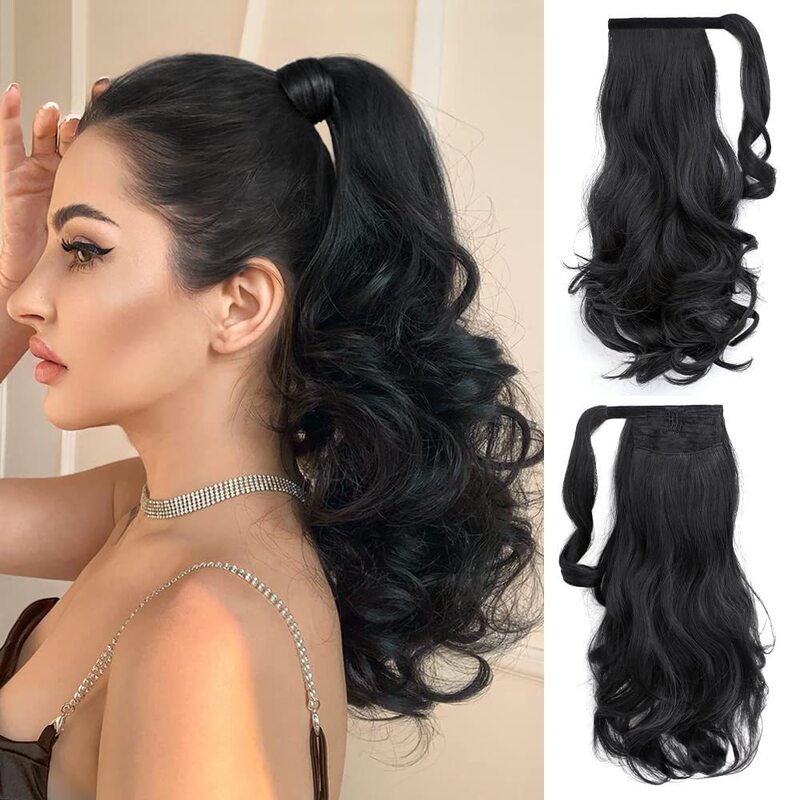 Cross-border Europe and the United States hot-selling wig ponytail velcro ponytail long curly hair extension large wave curly hair in stock