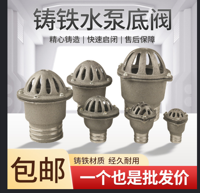 自吸水泵底阀止水阀1寸1.2寸1.5寸2寸2.5寸3寸4寸铸铁底阀 莲蓬头