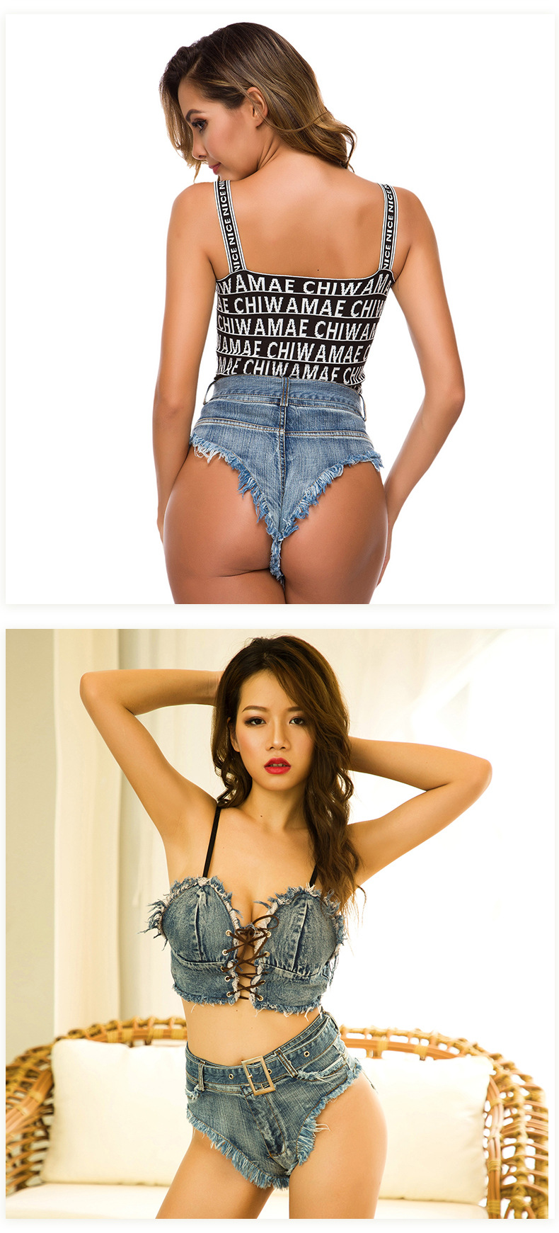 low waist ripped denim shorts NSML64131