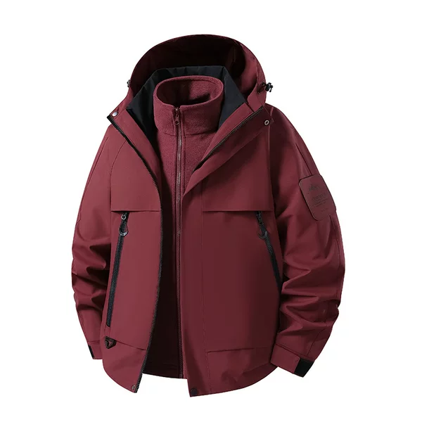 New winter three-in-one windbreaker, detachable two-piece set for women, thickened and warm sportswear, windproof and water-resistant windbreaker