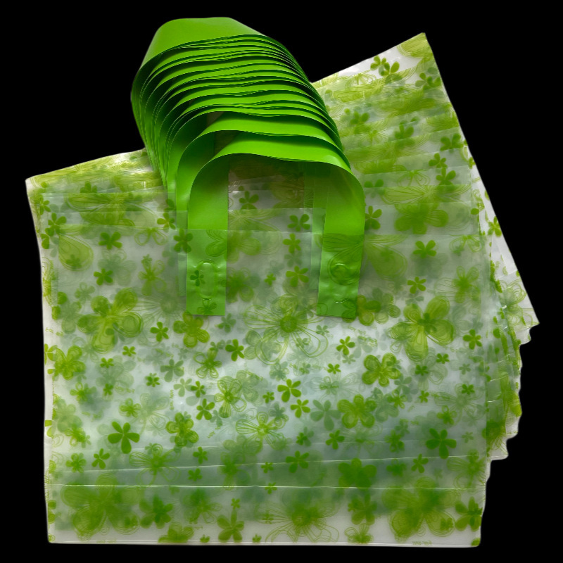 New transparent plastic clothing store bag set clothes with handbag logo gift shopping bag packaging bag