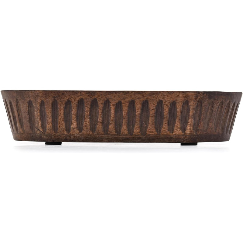 Mango Wood Decorative Bowl for Home Decoration Long Wooden Bowl for Table Centerpiece