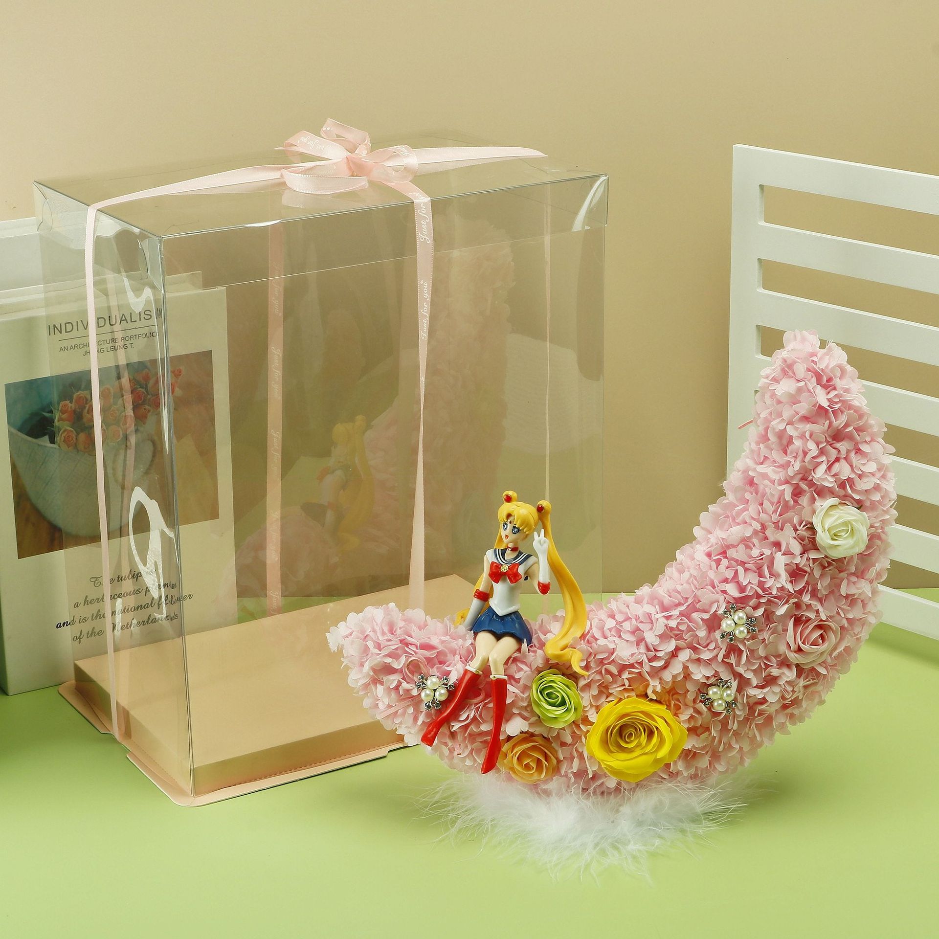 Flor preservada oso rosa 520 regalo del Día de San Valentín tienda de flores supermercado PE espuma flor abrazo oso rosa