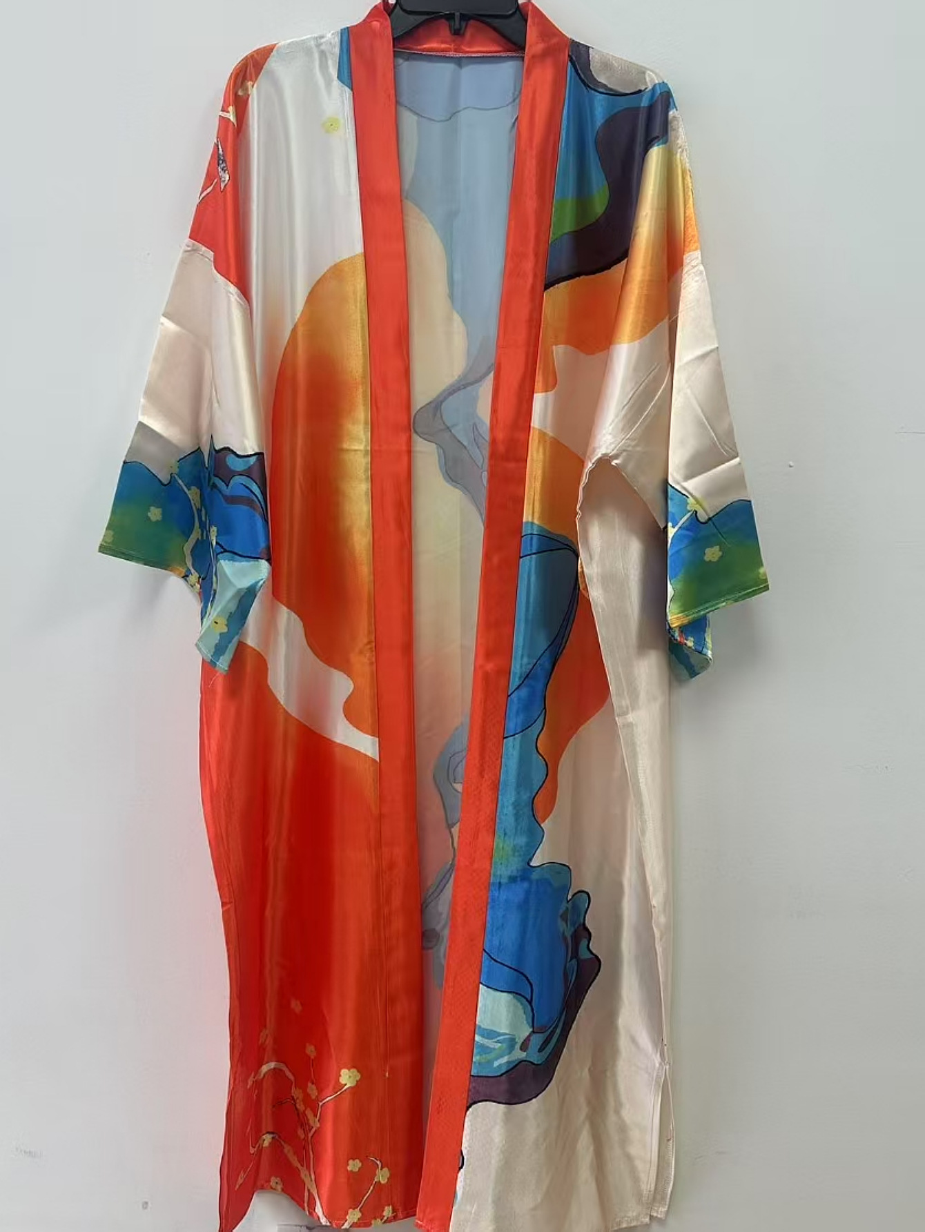 Cárdigan con estampado de seda de imitación transfronteriza kimono vestido de vacaciones bikini camisa de protección solar traje de baño exterior DK911