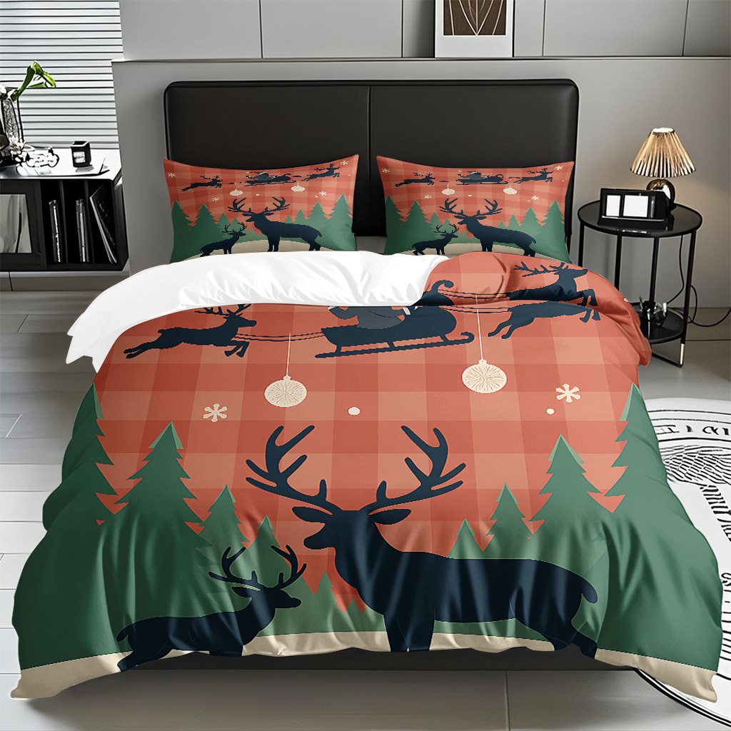 Impresión digital 3D Kit de colcha de navidad muñeco de nieve alce piel fábrica de textiles caseros directa TEMU / JIT