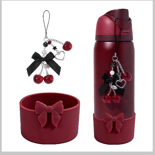Transfronterizos Stanley Cup Flor Decoración gorra de paja Silicone Cup Cover Cup Ball Cup Colgante de llaves Cuerdas de mano