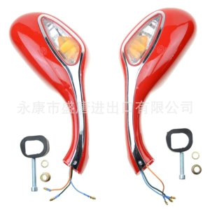 GOOFIT 8mm dönmə siqnallı qırmızı yan güzgü GY6 50cc-250cc moped üçün