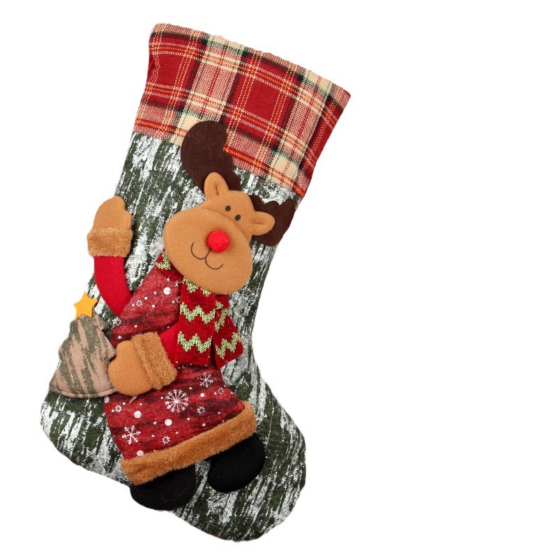 Christmas Sock Gift Bag Large Christmas Decoration Pendant Santa Claus Sock Candy Bag Kindergarten Children_voghion.com