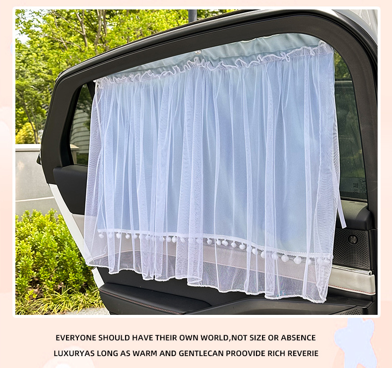 Car Sunshade Curtain for Summer, Suction Cup Type Sun Protection and Heat Insulation Curtain for Children's Cars, Creative Double-Layer Car Privacy Curtain