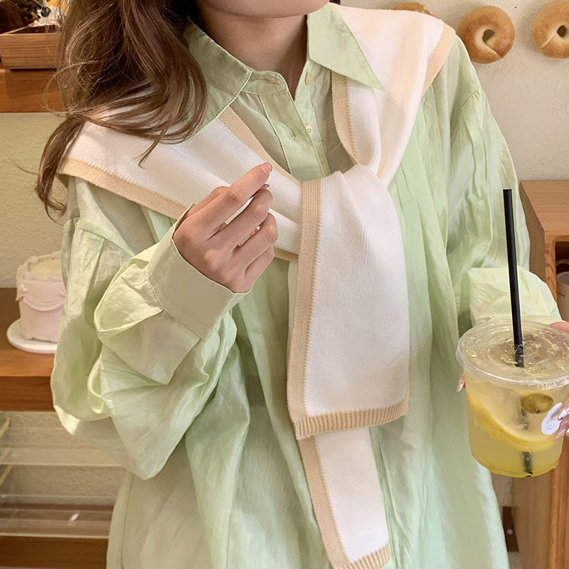 Chal de punto de alto nivel, todo fósforo, combinación de colores, diseño casual, diseño, chaleco, bufanda, decoración, cortina de pedo