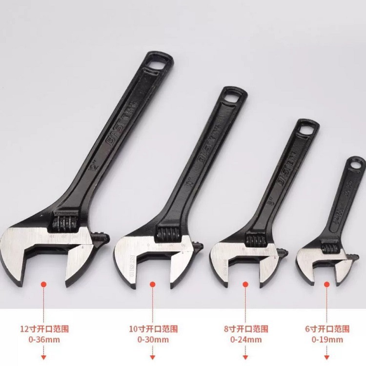 Llave ajustable al por mayor herramientas de hardware manual de 12 pulgadas trinquete llave ajustable en vivo Luo llave móvil fábrica