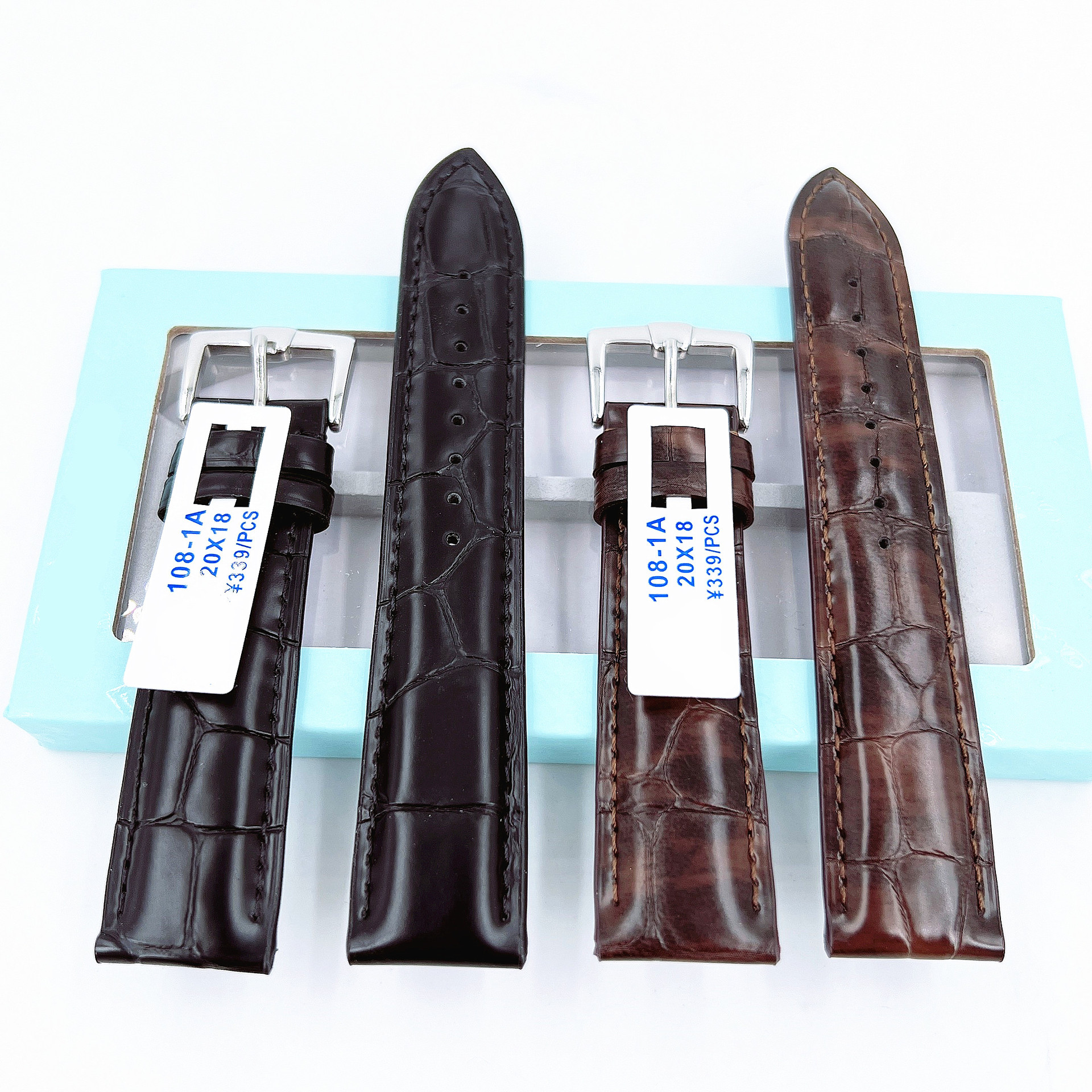 339元标价108-1A真皮表带 竹节柔软牛皮手表表带 男竹节纹针扣 帝