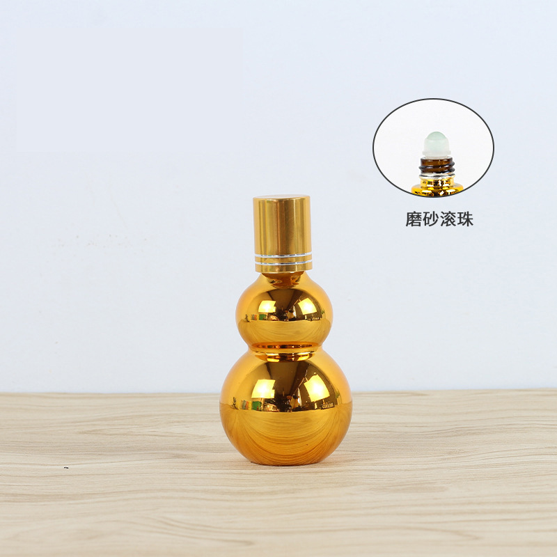クロスボーダー電気メッキ金メッキ二重葫芦型エッセンシャルオイルボトルガラス製プレススプレーボトル美容液ローション詰め替えボトルロールオンボトル|undefined