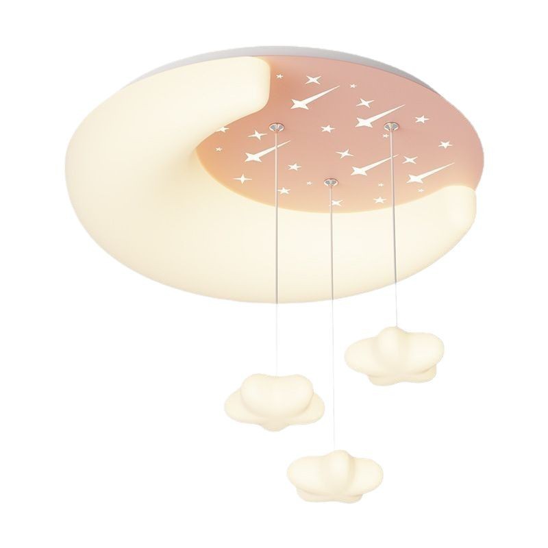 Protección ocular de espectro completo, estilo crema, lámpara de techo de dormitorio simple, habitación de niños 2025, estrella, luna, lámpara colgante LED