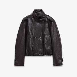 跨境欧美2025冬季新品美式复古立领时尚百搭休闲洋气皮夹克外套女