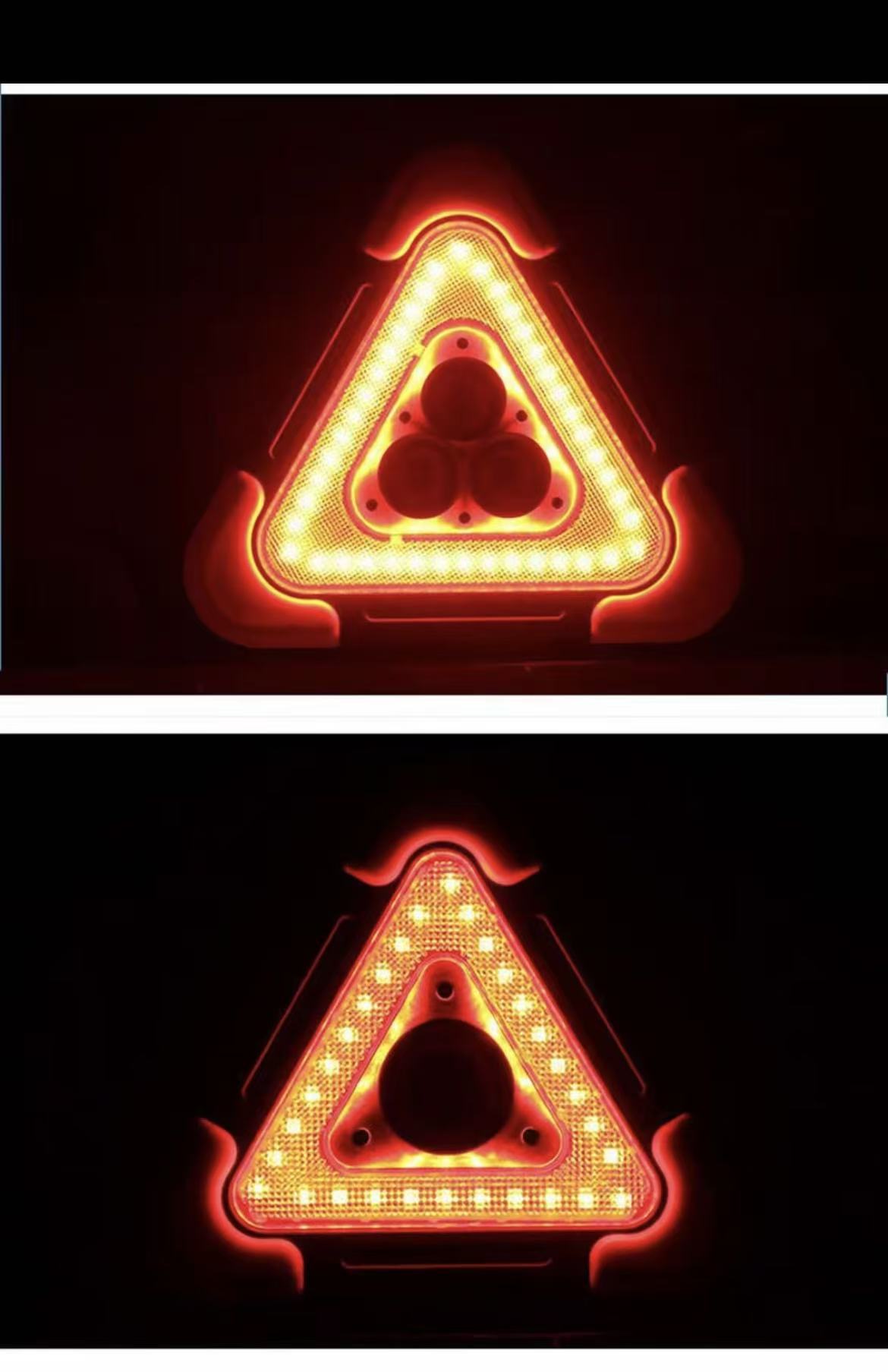 Car-mounted flashing warning sign, anti-rear-end collision tripod warning light, emergency parking fault solar-powered triangular sign