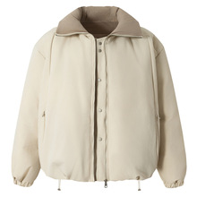 2025新品冬季90鸭绒帆布翻领羽绒服男潮牌宽松防风保暖机车服外套