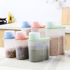 クロスボーダープラスチック密封瓶キッチン大型食品保存瓶穀物瓶蓋付き収納ボックス