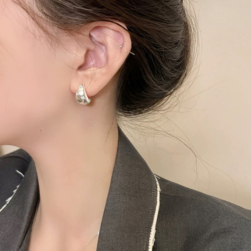 Good Reunion Bai Baihe Xiangqian's same style brushed earrings INS style earrings high-end light luxury star earrings exquisite