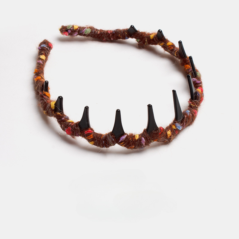 2025 nuevo otoño y invierno de lana de color enredado banda antideslizante dientes de cabeza alta cabeza de lavado de cara de cabello clips de pelo