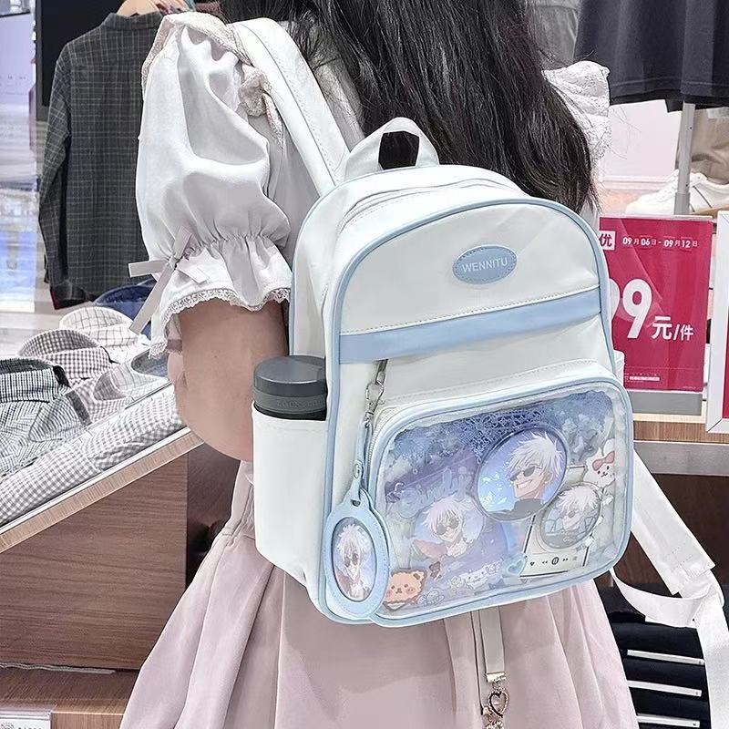 スクールバッグ女性コミコン大容量バッグ日本 2024 かわいいミニ透明バックパック多用途撥水バックパック|undefined