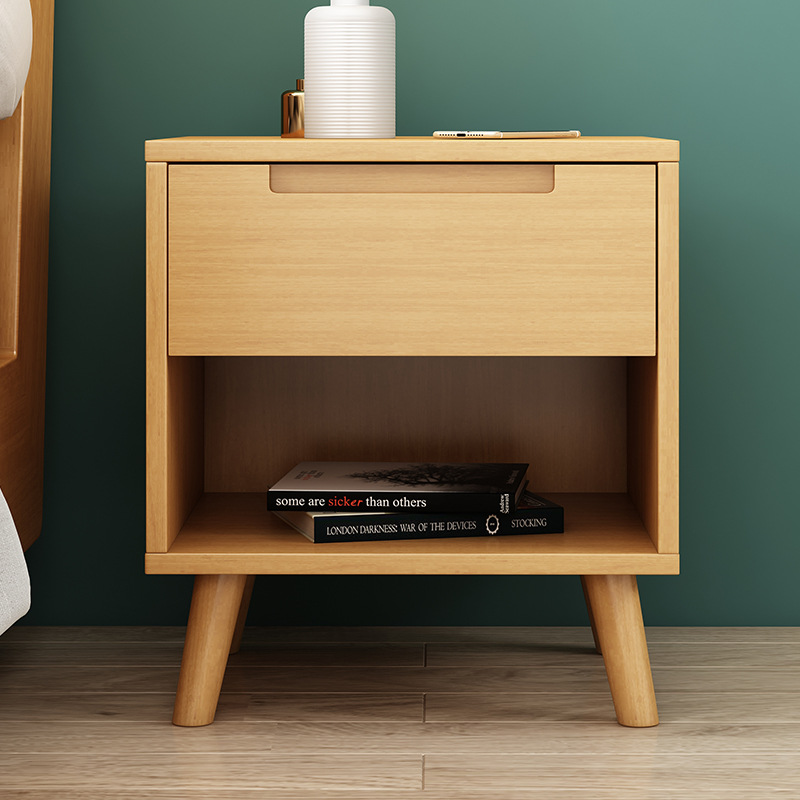 Mesita de noche nórdica de madera maciza, armario de almacenamiento moderno para dormitorio totalmente equipado, mesita de noche de estilo japonés, pequeño apartamento