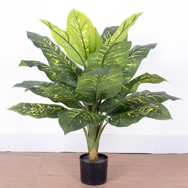 Fábrica de árboles artificiales Venta caliente decoración de plátano artificial planta verde artificial en maceta comercial decoración suave árbol artificial