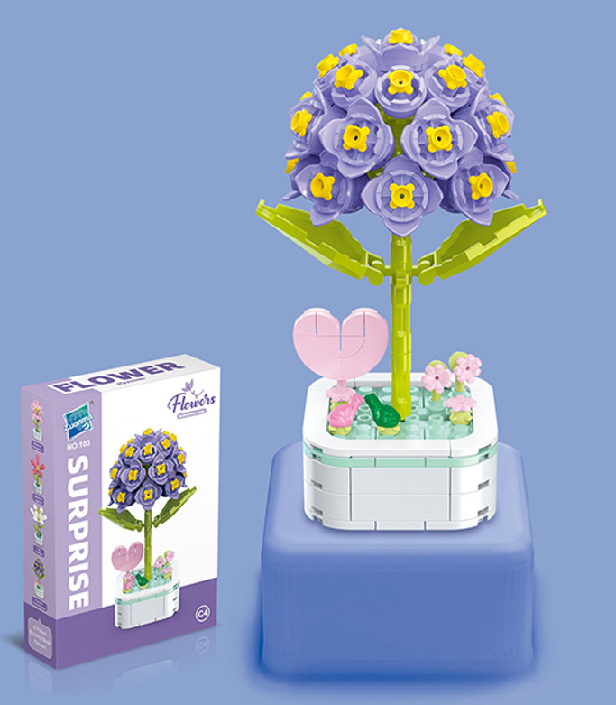 Diamante caballo bloques de construcción flor suculenta olla creativa ramo decoración compatible con Lego niños pequeñas partículas ensambladas juguetes al por mayor