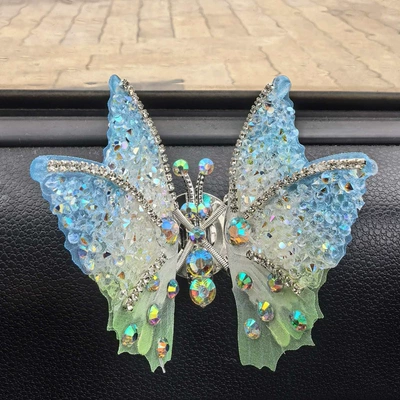 Three-Dimensional Rhinestone Butterfly Ornament with Car ornaments - sprinkle-diamond-blue