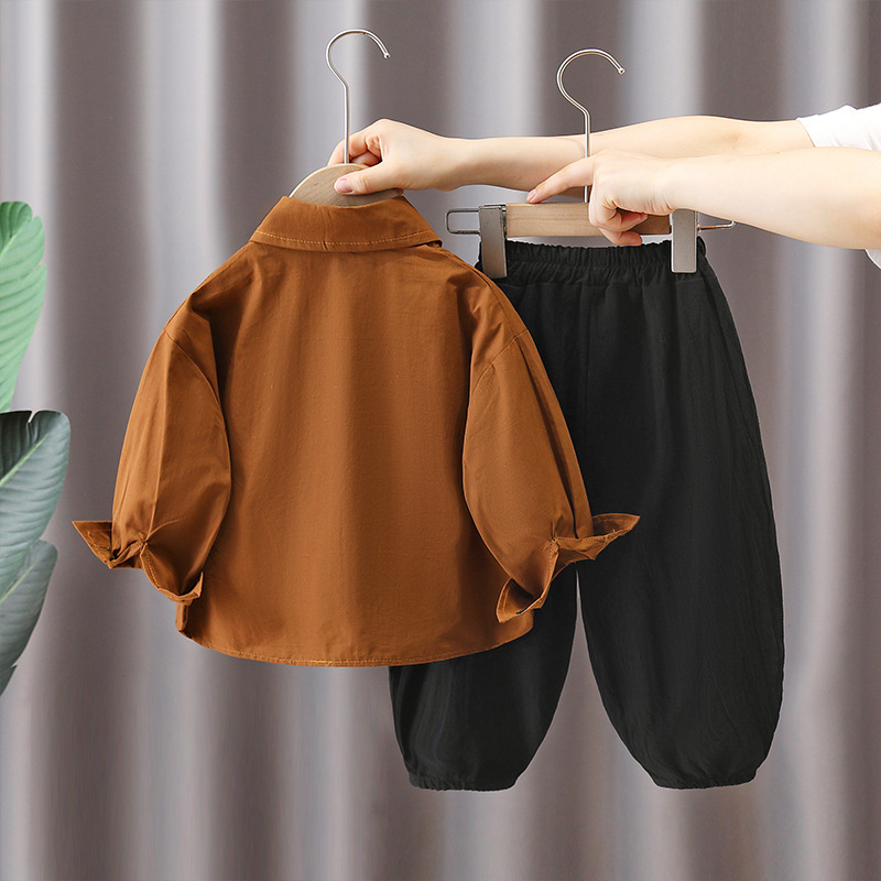 5919 Traje de otoño para niños Camisa de panda de dibujos animados para niños 2025 nuevo traje de dos piezas de celebridades de Internet de primavera y otoño para bebés