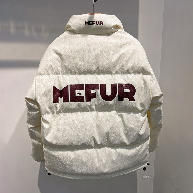 Men's Thickened Stand Collar down Jacket, Loose Fit, Winter Leather Surface, 2023 New Warm Coat, Wholesale Waterproof