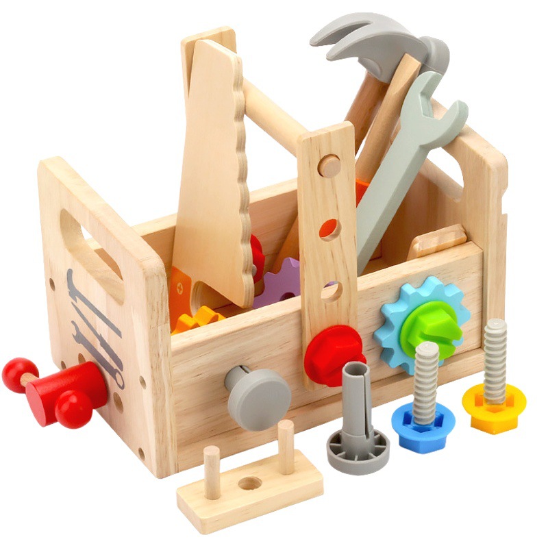 CPC niños Reparación de madera Caja de Herramientas tornillo de giro tuerca de desmontaje herramienta portátil Mesa bebé niño juguetes educativos