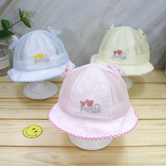 Love cartoon infant hat spring item baby hat wide brim girls cotton hat fisherman hat 0-5 months baby hat