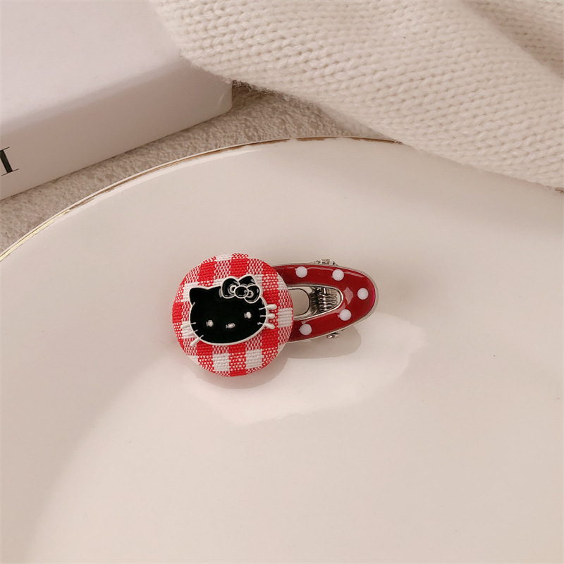 Linda horquilla de botón de aleación de gatito todo fósforo pequeño verano fresco dulce fresco clip de flequillo clip lateral clip de boca de pato accesorios para el cabello