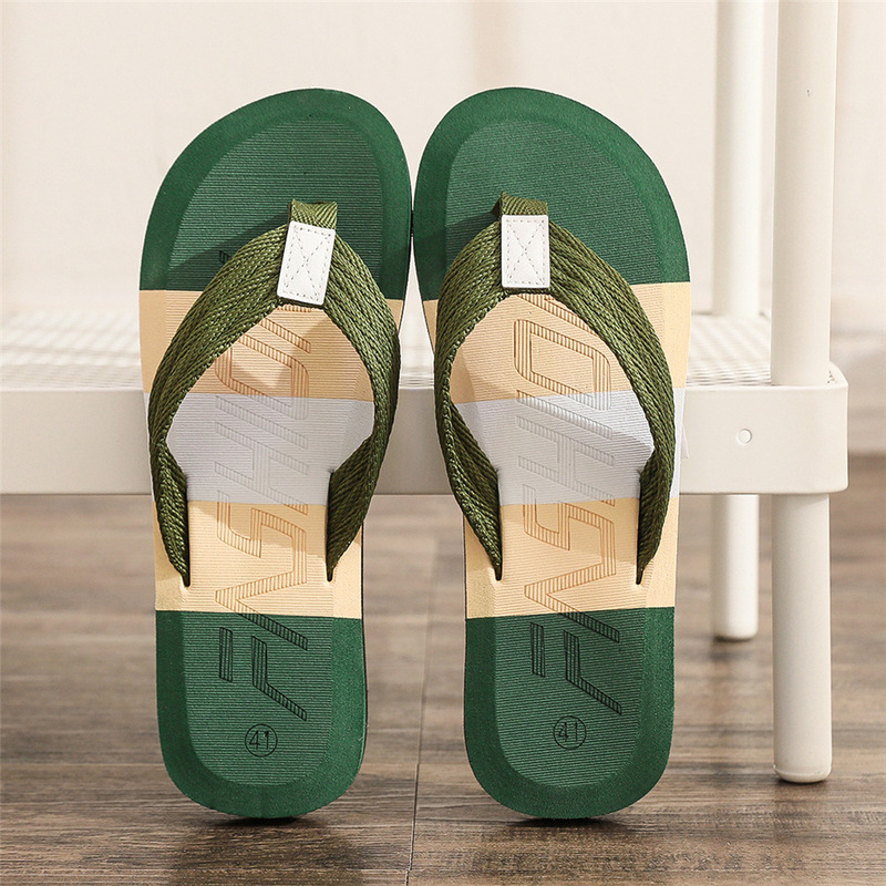 Cross-Border New Fashion Color-Blocked Flip-Flops Men's Summer European and American Trendy Outer Wear Foreign Trade Middle Eastern Beach Slippers