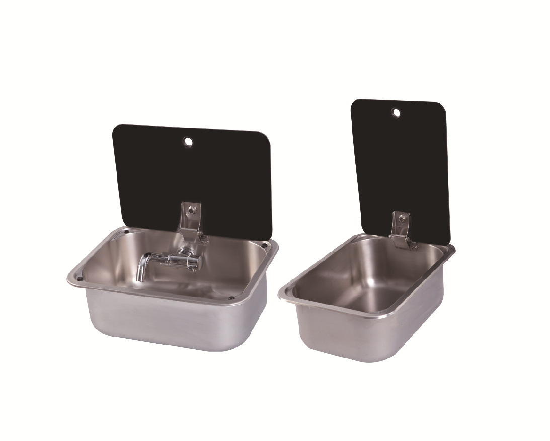 RV yate fregadero de acero inoxidable lavabo con tapa de vidrio templado 380*280*136mm GR-566B