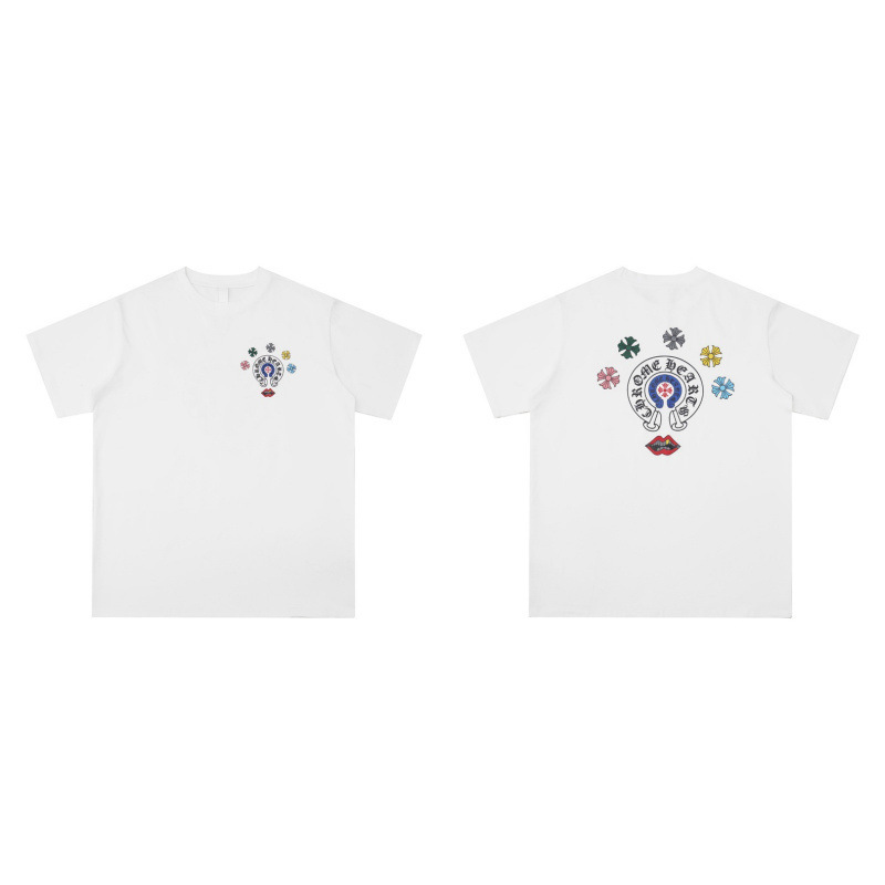 クローバーTシャツのクロスボーダーハイバージョン、ゆったりとしたトレンディなクローバークロスプリント、男女カップル同じスタイルの半袖|undefined