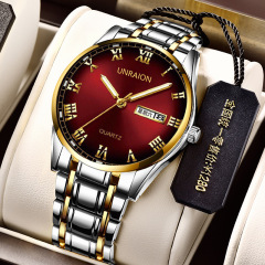 歐尼加新款手錶男全自動機芯非機械錶雙日曆跨境直播一件代發