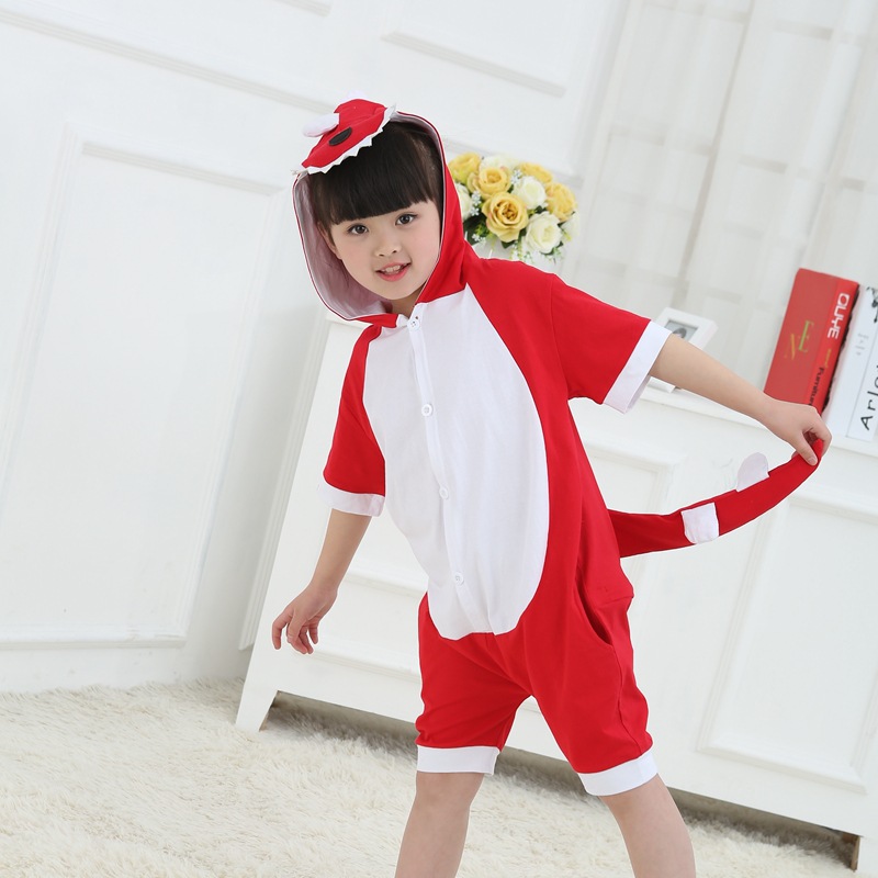 Summer and Autum Baby Jumpsuit Short-Sleeved Dinosaur Romper Animal Kidsren Cartoon One-Piece Pajamas for Girls and Boys